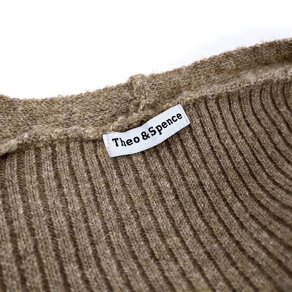 Theo & Spence Women's Open Front Cardigan with Pockets In Latte Khaki Brown - Picture 4 of 5